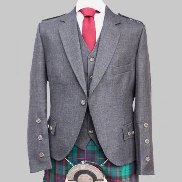 Argyle Kilt Jacket and Waist coat Charcoal Grey