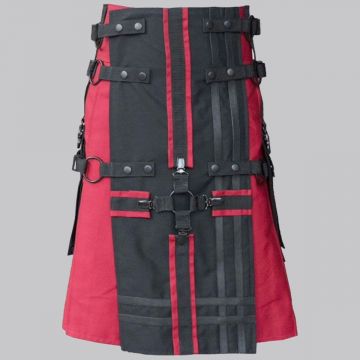 Black & Red Deluxe Hybrid Utility Kilt