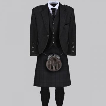 Black Isle Dark Grey Tweed Jacket Kilt Outfit