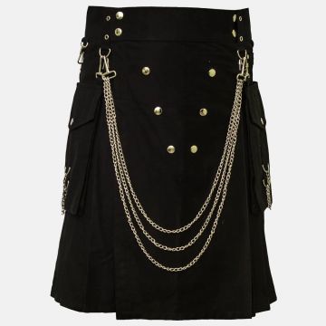 Famous Cargo Utility Kilt With Golden Chains