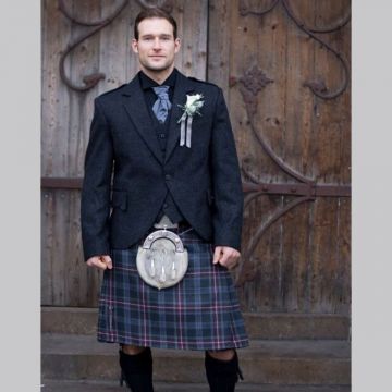 Hebridean Heather Tartan Charcoal Tweed Kilt Outfit