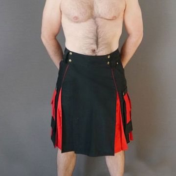 Black and Red Box Pleated Kilt