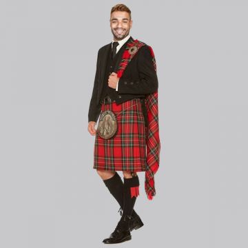 Royal Stewart Tartan Formal Prince Charlie Heavy Kilt Outfit