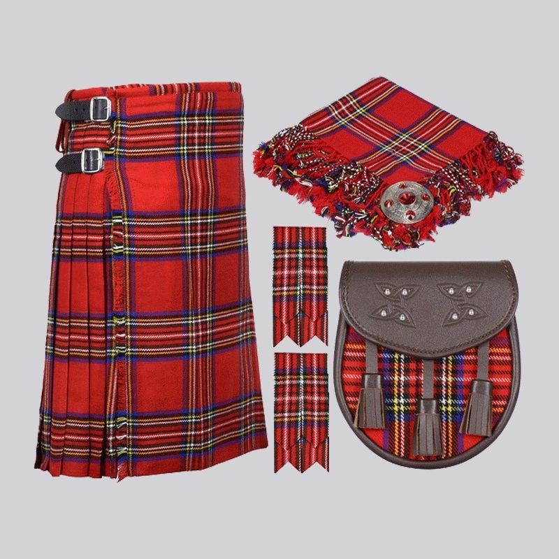 8 Yard Royal Stewart Kilt - Traditional Scottish Style