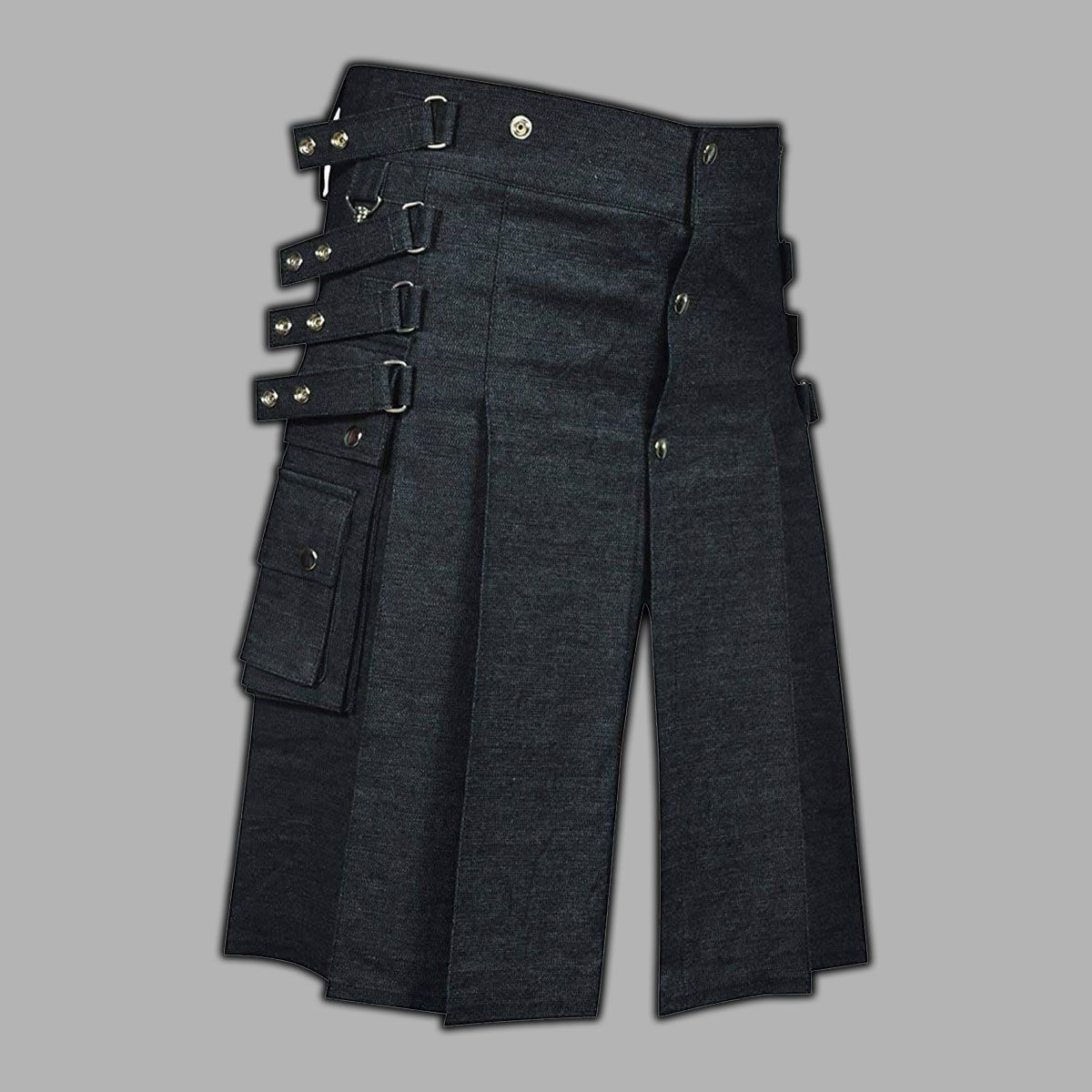 Black Denim Kilt For Women