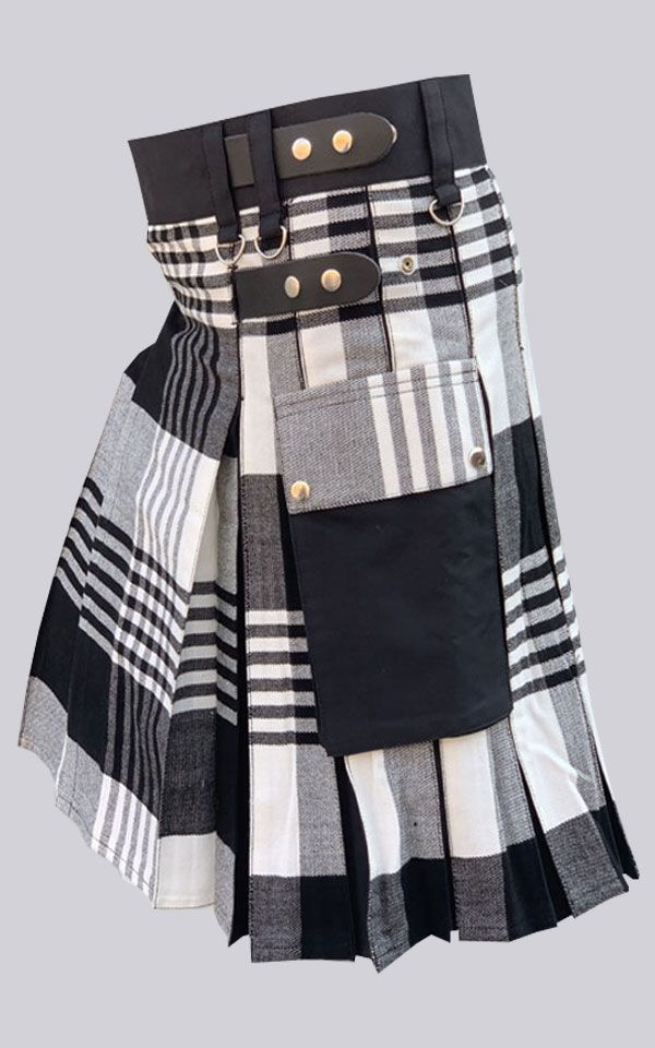 Black White Fashion Tartan Kilt