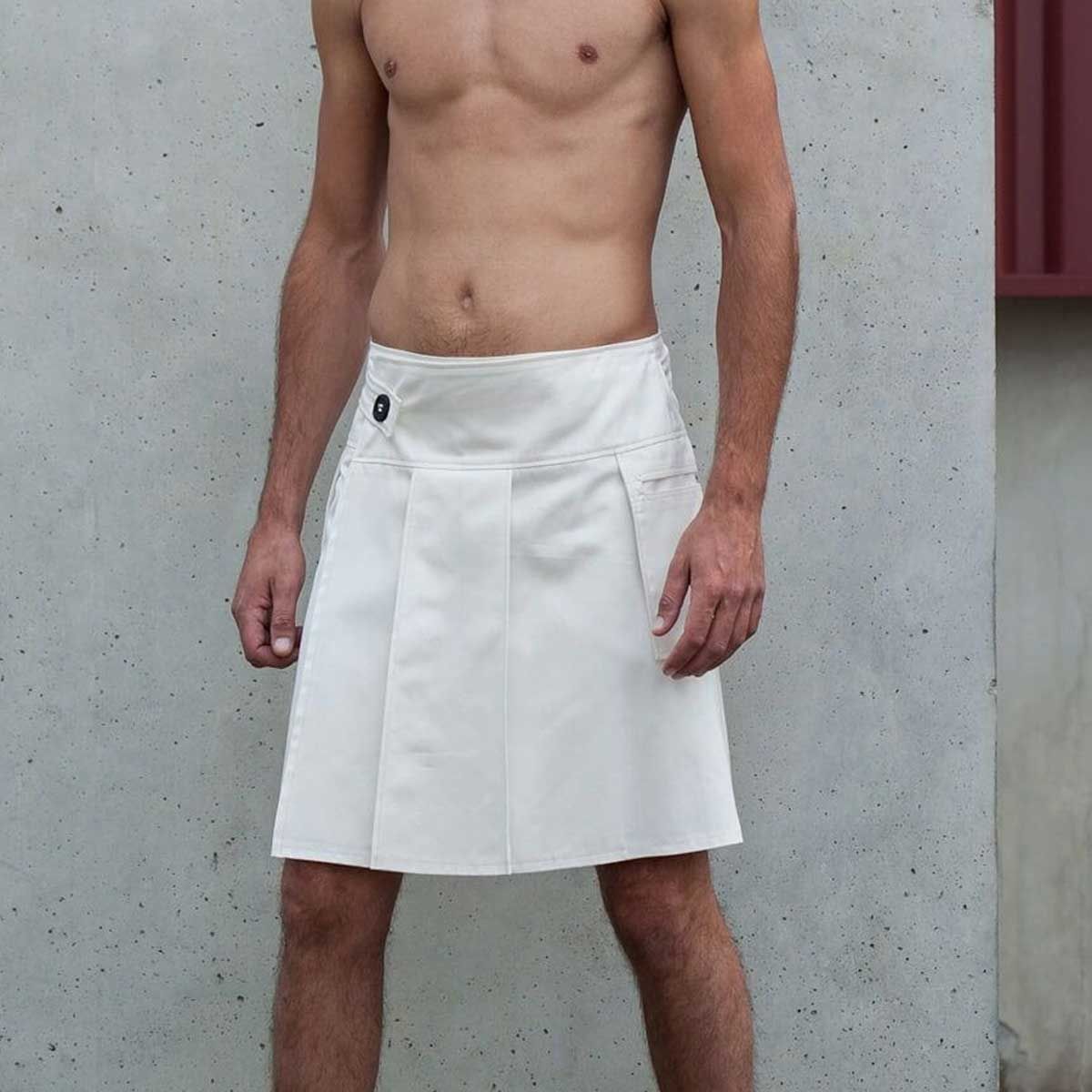Falcon Designer White Utility Kilt For Men