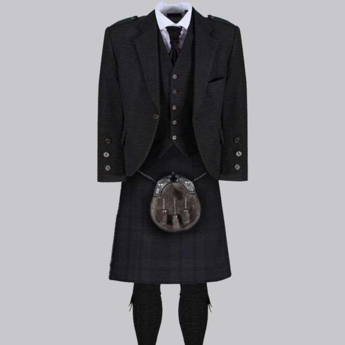 Black Isle Dark Grey Tweed Jacket Kilt Outfit