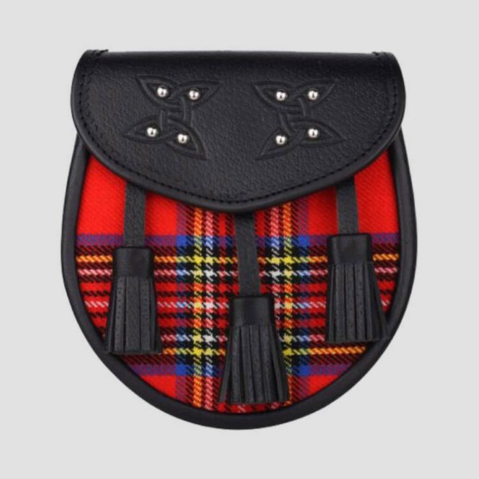 Genuine Leather with Royal Stewart Tartan Sporran